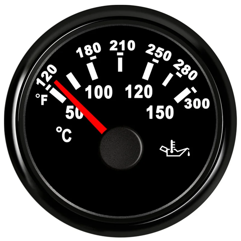 

Auto Pointer Oil Temp Gauges 52mm 50~150℃ Motorcycle Oil Temperature Meters 361~19ohm with Red Backlight for Car Boat Motorcycle