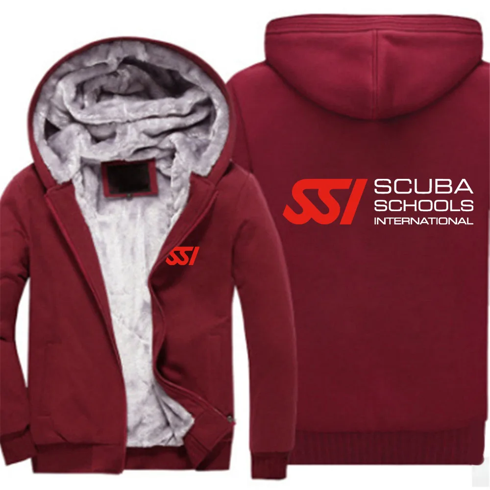 

Scuba Diving Dive SSI Men New Winter and Autumn Hight Quality Thicken Parkas Print Hooded Keep Warm Casual Padded Coats Clothing