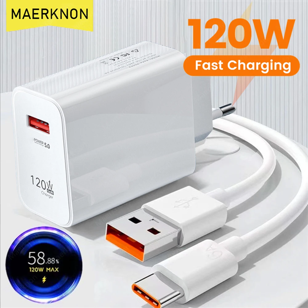 120W USB 고속 충전기 5.0 EU/US 플러그 휴대폰 충전 어댑터, 아이폰 14, 화웨이, 삼성, 샤오미, QC3.0, USB 벽 충전기