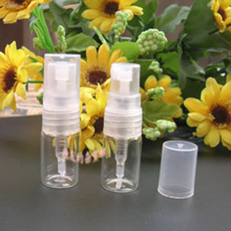 100pcs/lot 2ml mini Glass Perfeme Spray Bottle For Sample Black color Transparent Glass Atomizer Empty Bottle