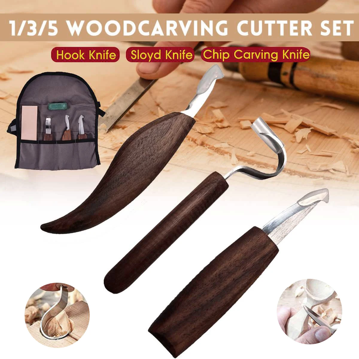 Chisel Woodworking Cutter Hand Tool Set 1/3/5/7/10/12pcs Wood Carving Knife  DIY Peeling Woodcarving Spoon Carving Cutter