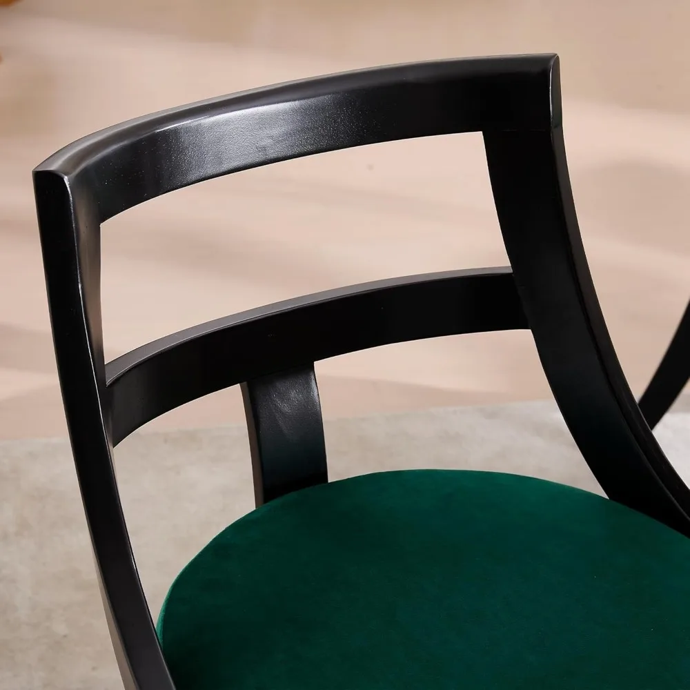 Modern Farmhouse Dining Chairs Set of 2 Mid Century Upholstered Dining Chair with Wooden Curved Back Kitchen Chairs for Dining 6
