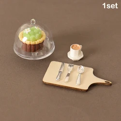 Miniature Dollhouse Dessert Set with Coffee and Cake Accessories (A2)