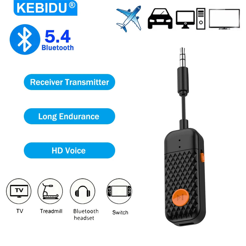 블루투스 5.4 수신기 송신기 3.5mm Aux 2-in-1 무선 오디오 어댑터 TV 헤드셋 자동차 라디오 비행기 Mp3 플레이어 스피커용