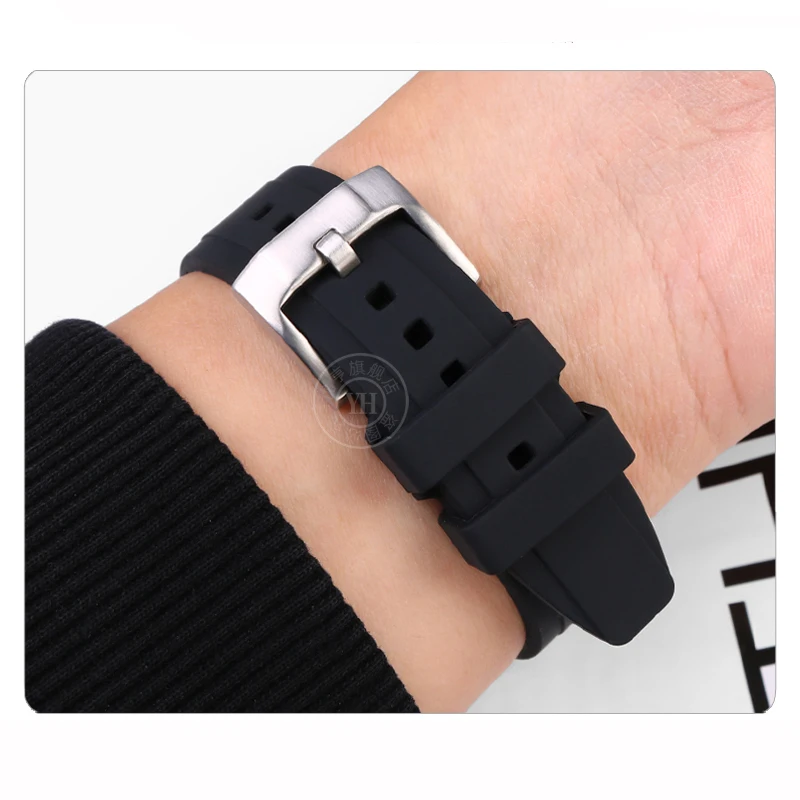 Premium Curved End Waterproof Silicone Sport Watch Band - 20mm/22mm