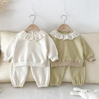 2025 New Autumn 0-4Yrs Children Clothes Suit Long Sleeved Cotton Lace Splicing T-shirt+Pants Infant Baby Girls Clothing Set