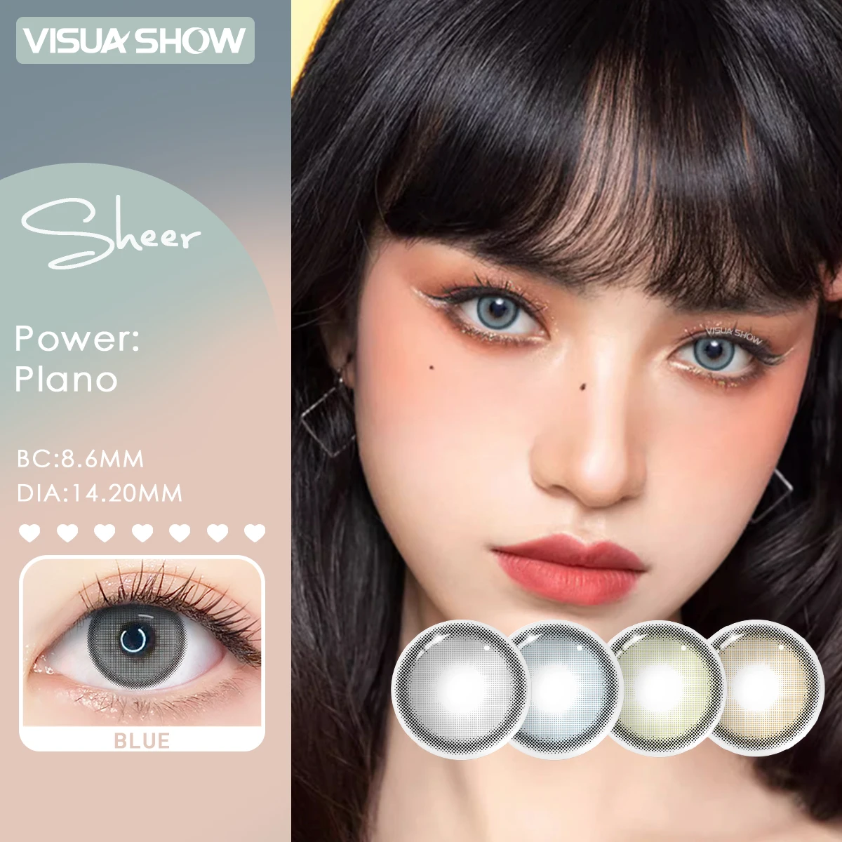 

VISUASHOW Sheer Contact Lenses Prescription Wholesale Yearly Use Private Label Soft Cosmetic Colored Contact Lens