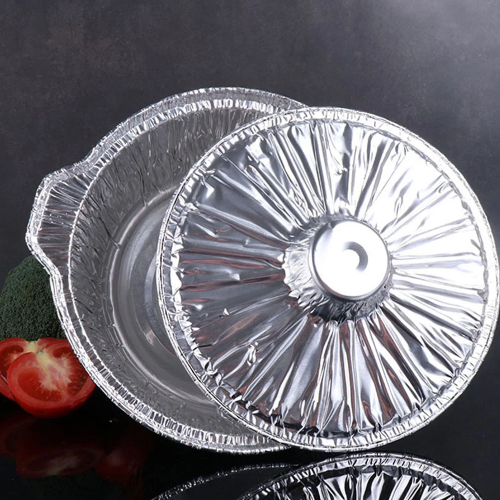 

Aluminum Foil Pot Food Baking Pan Aluminum Foil Pot with Lid Covered Baking Foil Pot for Food Camping Picnic BBQ Supply