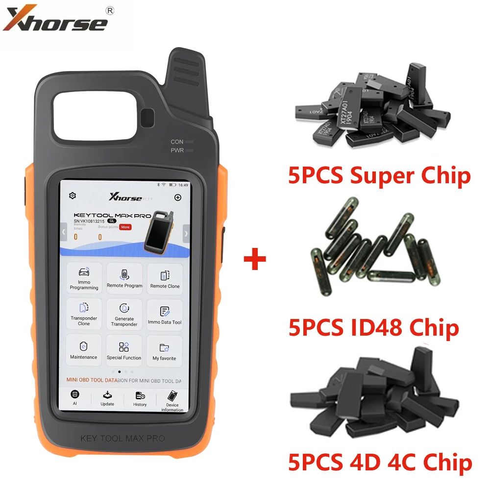 Xhorse VVDI Key Tool Max Pro с мини-инструментом OBD, поддержка функции CAN FD, добавление напряжения и утечки тока, удаленный ключевой программатор