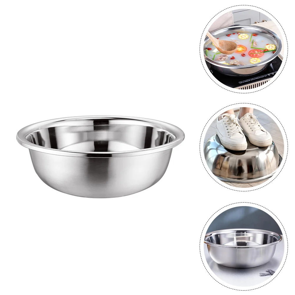 

Laundry Tub Stainless Steel Basin Simple Bowl for Home Cookware Practical Soup Eggs Dish Pan Mixing Household Tableware