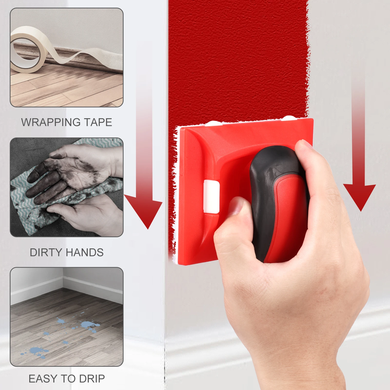 Paint Edge Trimmer with 2Replacement Pad Wall Trim Paint Edger  Wall Corner and Edge with Rotatable Handle Wall Trim Paint Edger