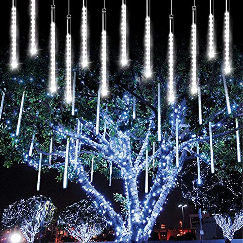 

4 Pcs 30/50cm Outdoor Lights Garland Led Meteor Shower Rain String Lights Festoon Street Garland Ramadan Wedding Party Navidad