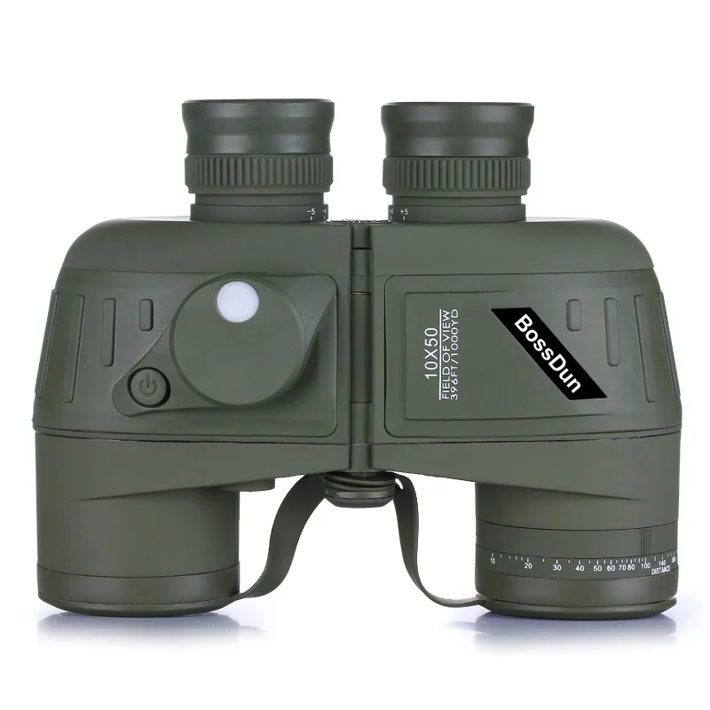 Binocolo 10X50 Telescopio Blu Navy Con Bussola Telemetro Hd Per Caccia Marina