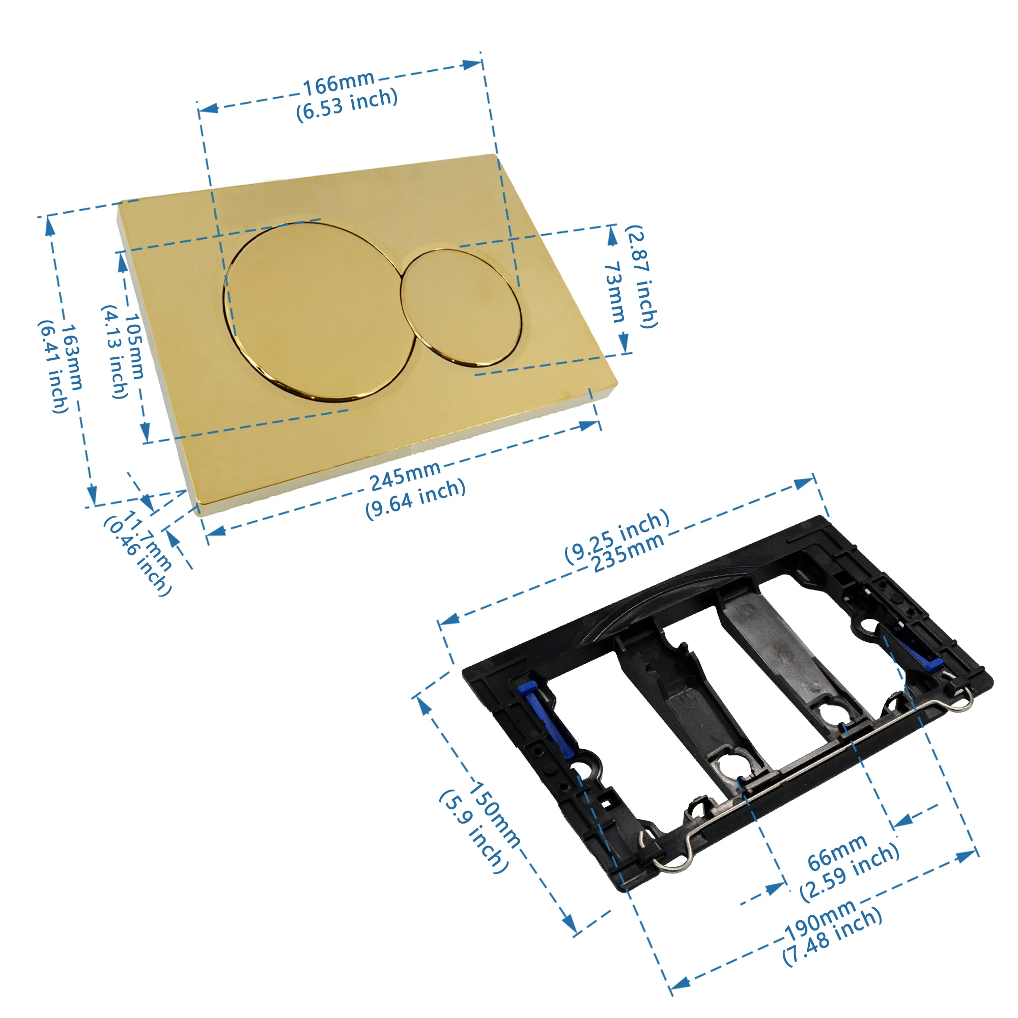 Push Button Switch Toilet Flush Button Toilet Water Tank Valve Actuator Push Plate Toilet Cistern Replacement Parts For Geberit Sigma 01 Plate 2-Flush Matt Golden