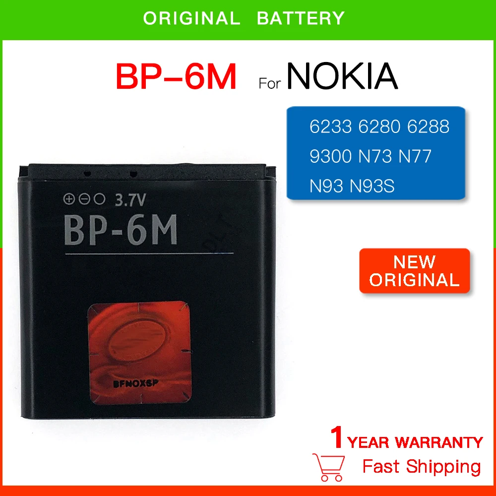 

Rechargeable Battery BP-6M phone battery for Nokia N73 N77 N93 N93S 3250 6151 6233 6234 6280 6288 6290 9300I 9300 BP6M Batteria