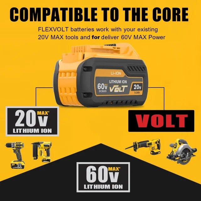 DeWalt 20V/60V MAX 리튬 이온 배터리 교체 용 호환 모델과 함께 안정적인 성능을 제공합니다.
