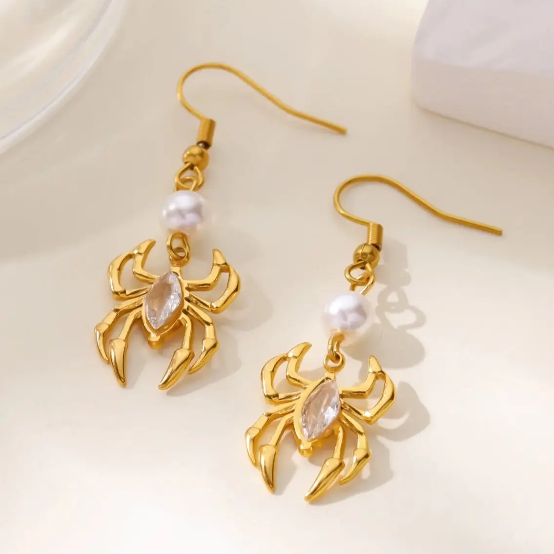 Stainless Steel Spider Earrings for Women