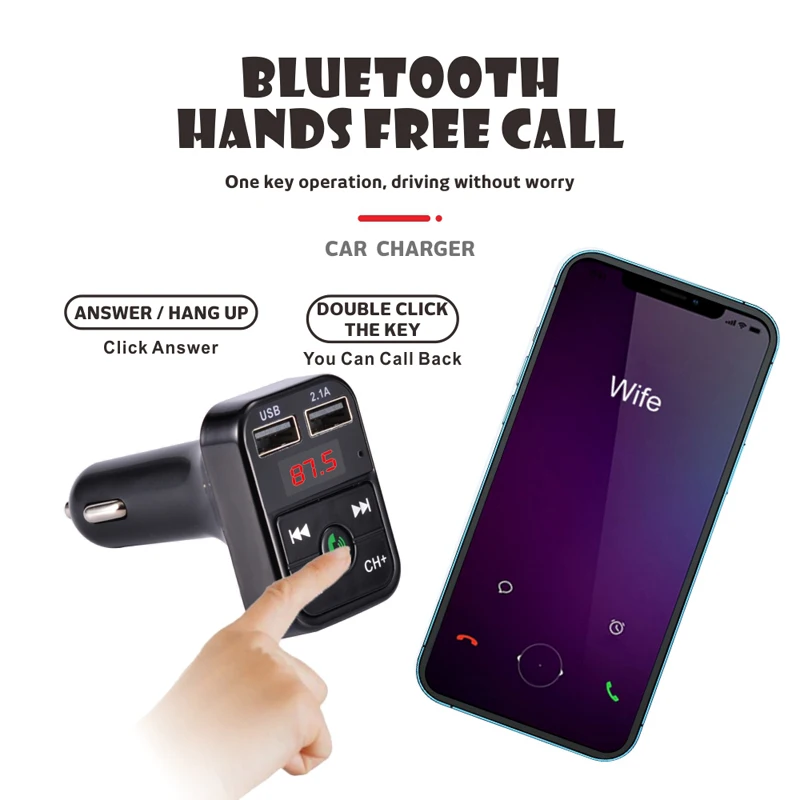 Portable Bluetooth Car MP3 Player Radio Modulator 5.3 FM Transimitter Dual USB Fast Charger Audio Receiver Handsfree Multicolour