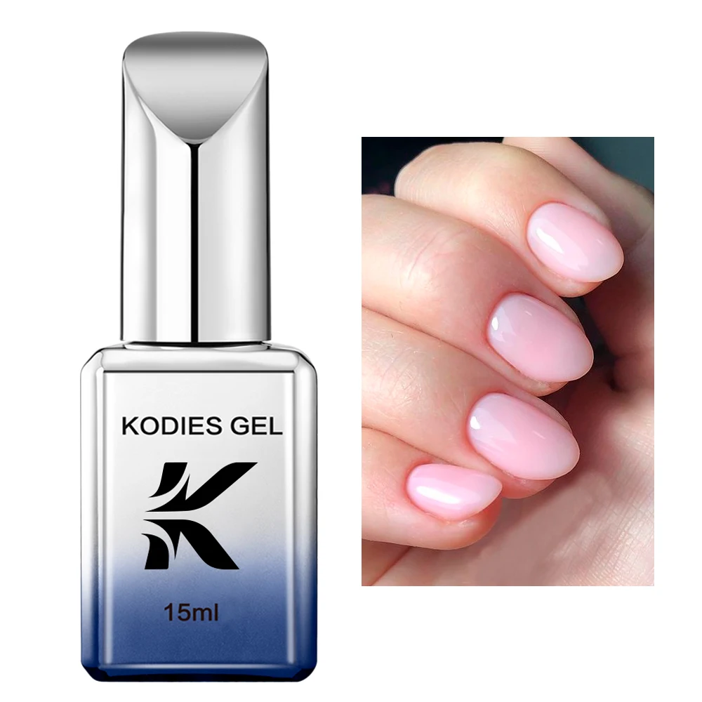 KODIES 젤 밀키 로즈 젤 네일 광택제, UV 반영구 흡수, 누드 핑크 프렌치 매니큐어 젤리 젤 네일, 하이브리드 바니시, 15ML