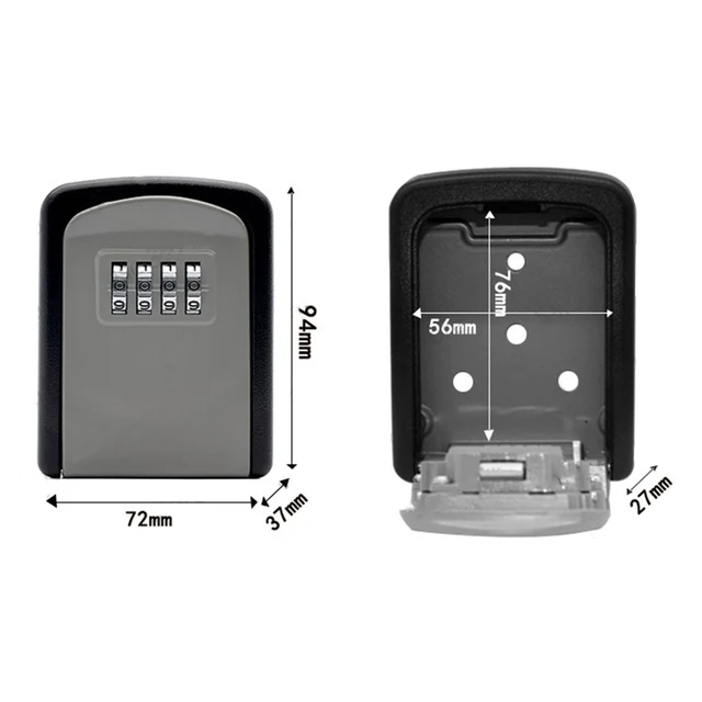Wall Mount Key Lock Box 4 Digit Password Code Security Code Lock No Key for Home Office Key Safe Secret Storage Box Organizer 5