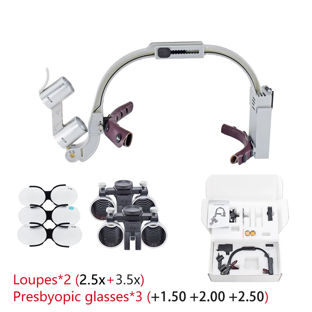 

Dental LED Headlight Binocular Loupes Deasin 2.5X/3.5X Headband Ajustable 5W Dentist Surgical Headlamp Dentistry Magnifier