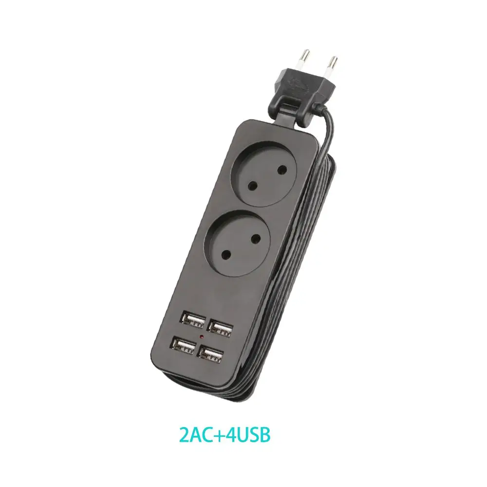 Power Strip EU Plug Portable Extension 4 USB Port Charger 1200W 250V HUB German PD Special Jack
