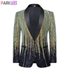 Mens Striped Sequin Sparkling Suit Jacket Blazer Shawl Lapel One Button Dress Blazers Men Stage Party Prom Wedding Tuxedo Cotume 1