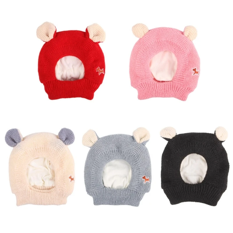

Elastic Crochet Pet Cap Cartoon Ear Hat Pet Party Dress Up Winter Hat Dog Supply 270F