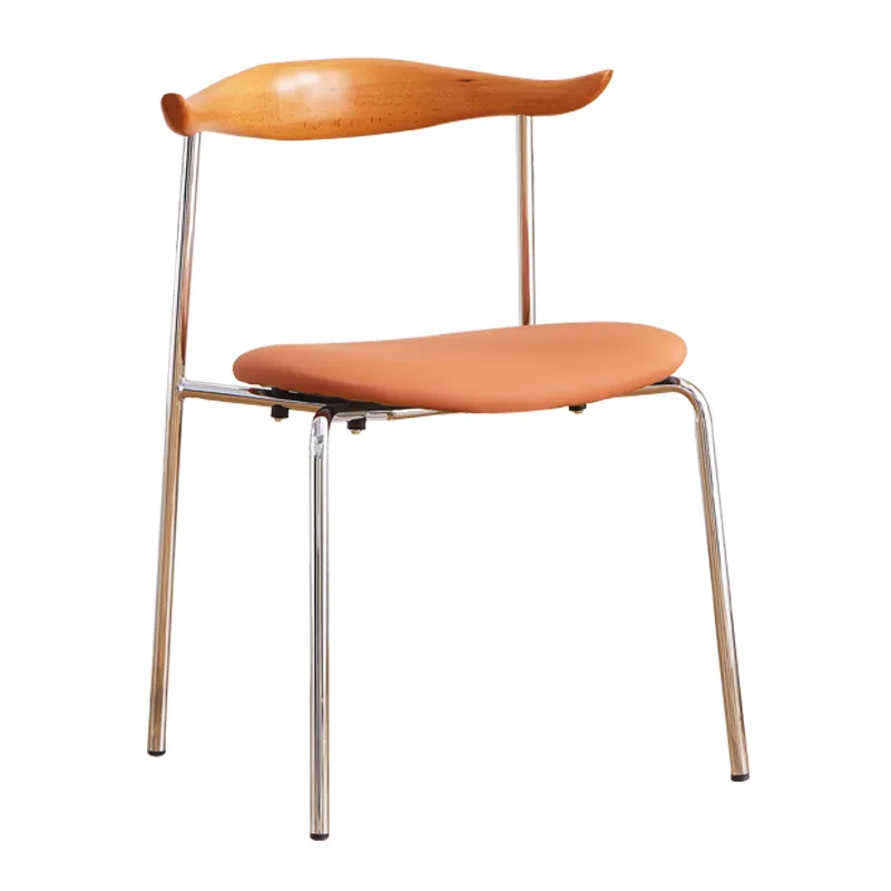 Nordic Luxury Cafe Chair Modern Simple Home Dining Chair Soft Bag Solid Wood Leather Loft Minimalist Home Furniture