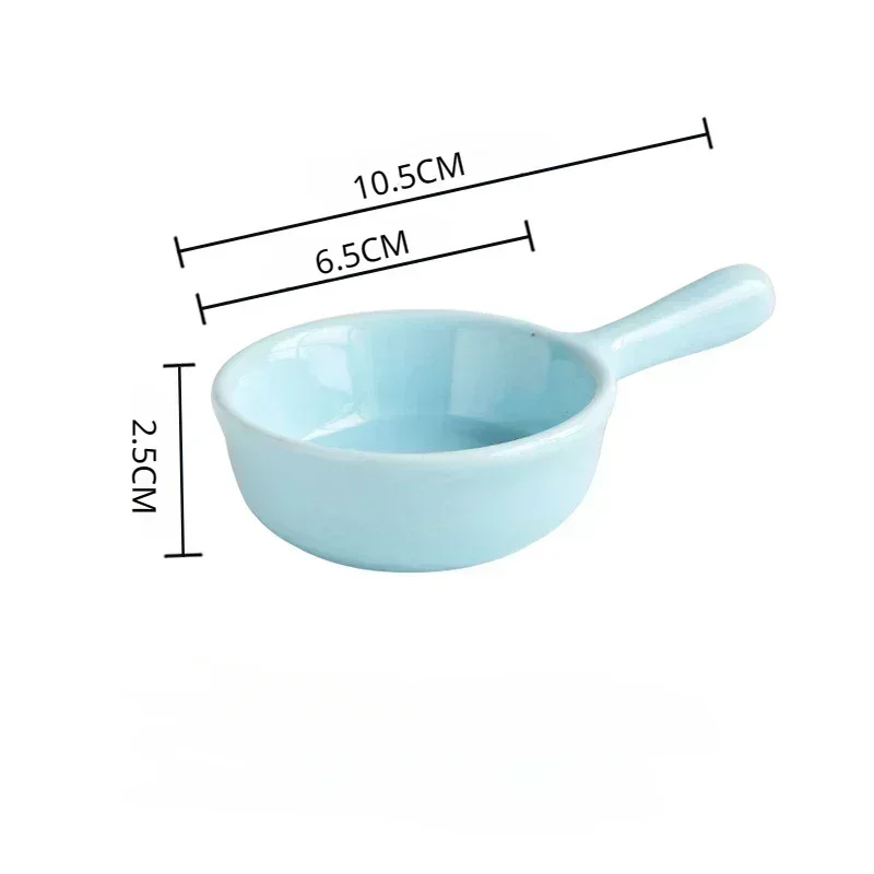 Creative Mini Ceramic Discretionary Dish Japanese Tableware Seasoning Dish Handle Dish Soy Sauce and Vinegar Sushi Dipping Plate