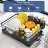 Dish Drying Rack for Kitchen Counter Large Dish Rack with Drainboard Rustproof Dish Drainer with Utensil Holder for Sink 2