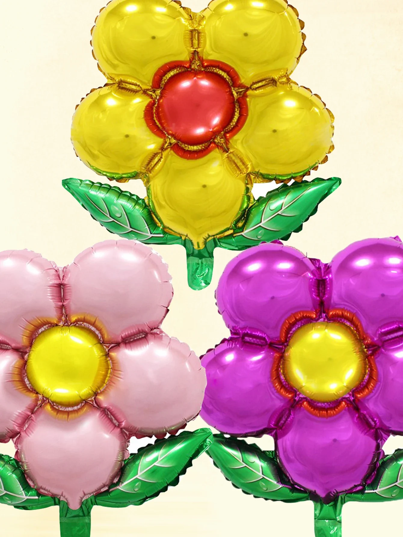 Balloon Decorations 3pcs Flower Balloons Rose Purple Green leaf Balloon Decorations