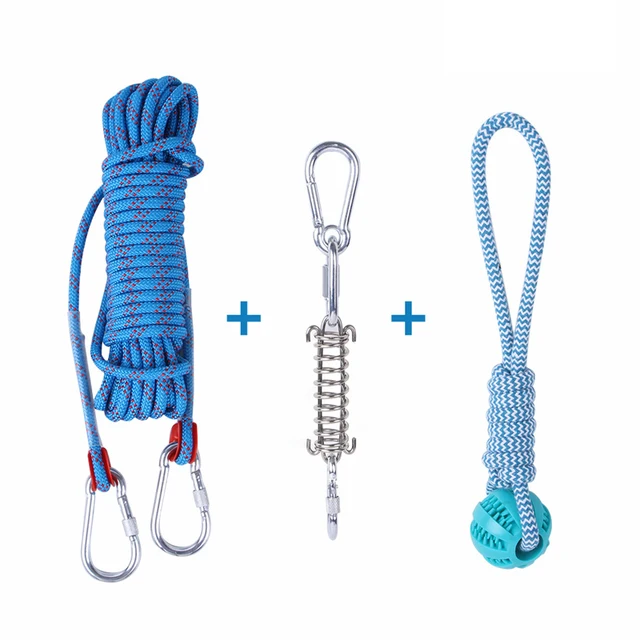 Eaersan Spring Pole Dog Rope Toys,Dog Interactive Tether Tug of War Toy,Dog  Indoor/Outdoor Bungee Hanging Toy for Exercise and Solo Play for Small