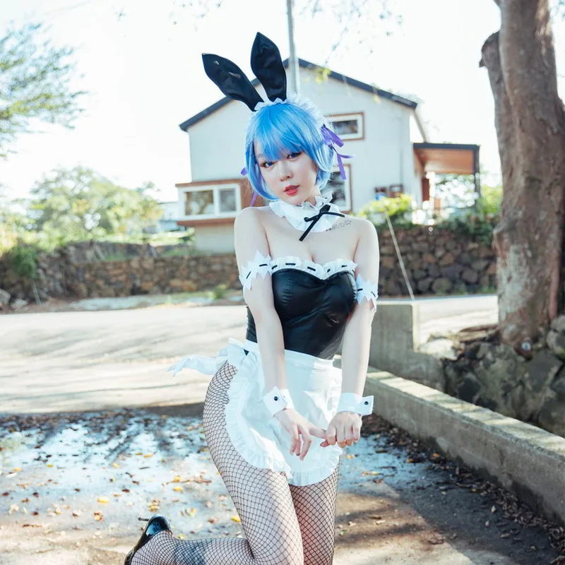 

Whispering erotic lingerie under the moon two-dimensional Ramrem bunny girl cosplay cute maid uniform set