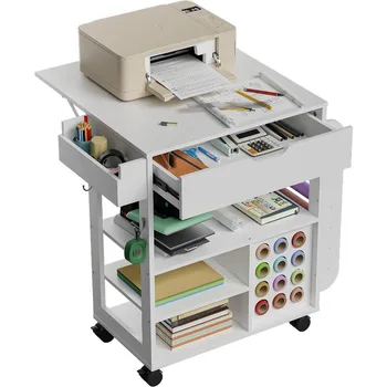 Organization and Storage Cart Compatible with Cricut Machine, Rolling Craft Organizer with Vinyl Roll Holder a 2