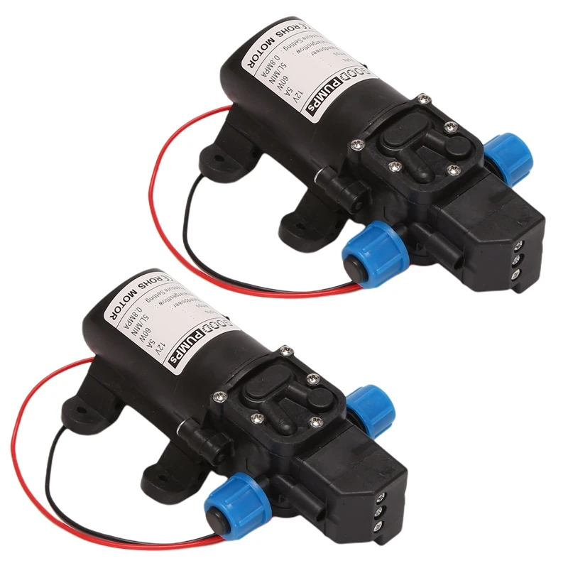 

2X Black DC 12V 60W High-Pressure Mini Membrane Water Pump Automatic Shutdown 5L / Min