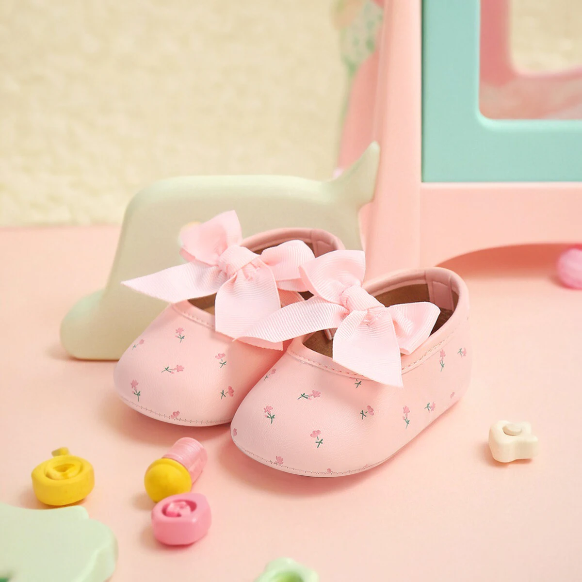 Infant Baby Girls Mary Jane Flats Non-Slip Bowknot Princess Wedding Dress Shoes Toddler Crib Shoes 2