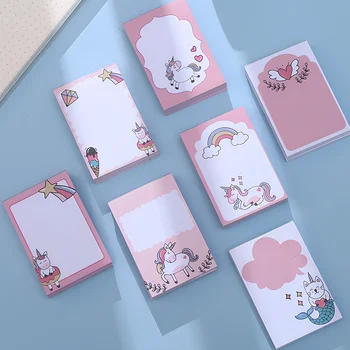 Novità Arcobaleno Unicorno Note non appiccicose Carino Divertente Memo Pad Blocco note Fresco Estetico Cancelleria Lista di controllo Scheda indice Regalo dell'insegnante 1