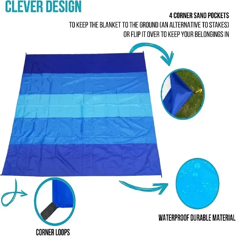 1set Waterproof Sandproof Beach Mat Seat CushionTravel Hiking Sports Blanket Outdoor Picnic Portable Mat Back Cushion 3