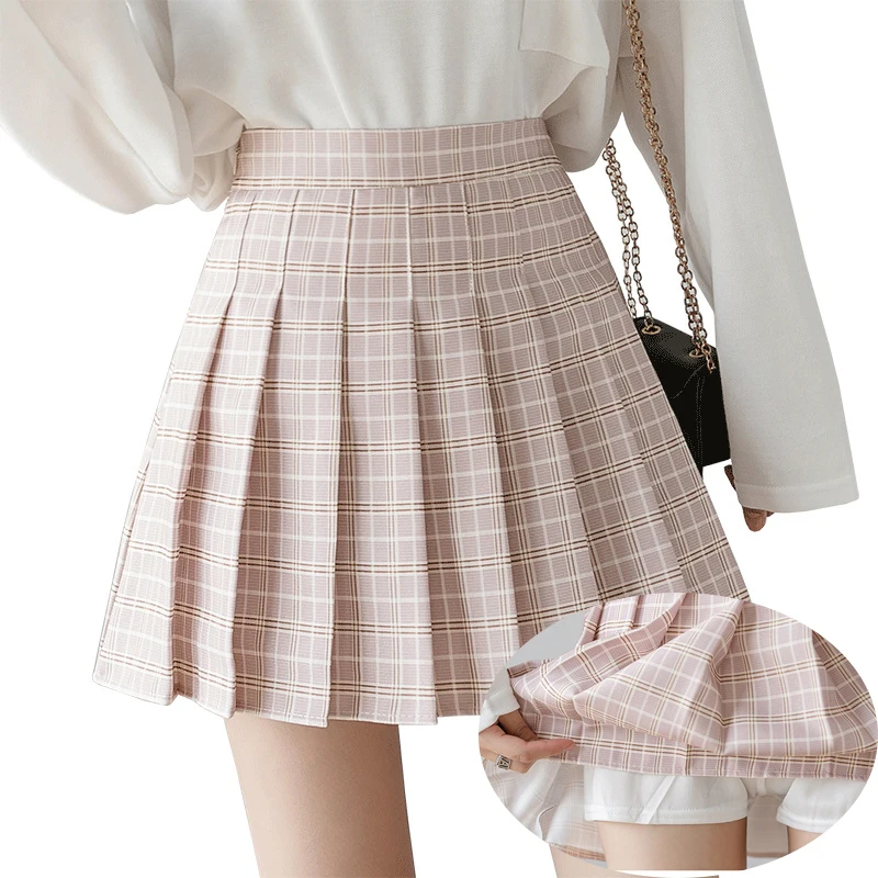 

Women's Skirt Shorts High Waist A-line Student Plaid Pleated Skirts for Women Clothes Dance Mini Girls Skirts Kawaii Faldas