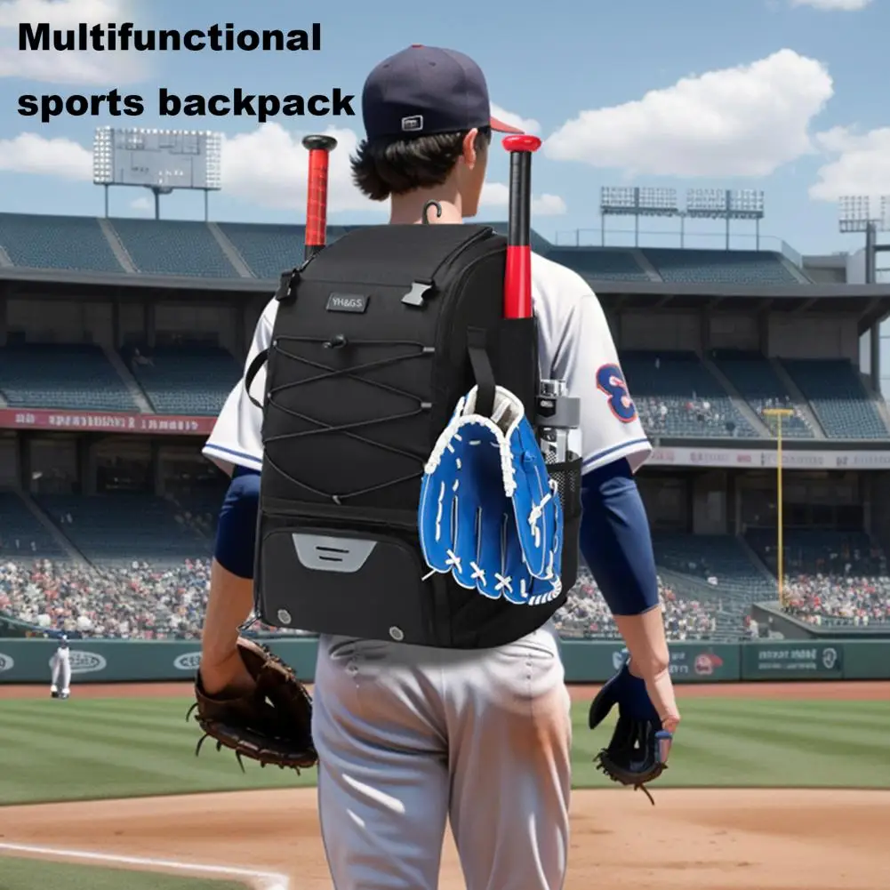 Baseball Bag Durable Zipper Design Oxford Cloth Baseball Backpack with Shoe Compartment Waterproof Bat Bag for Sports