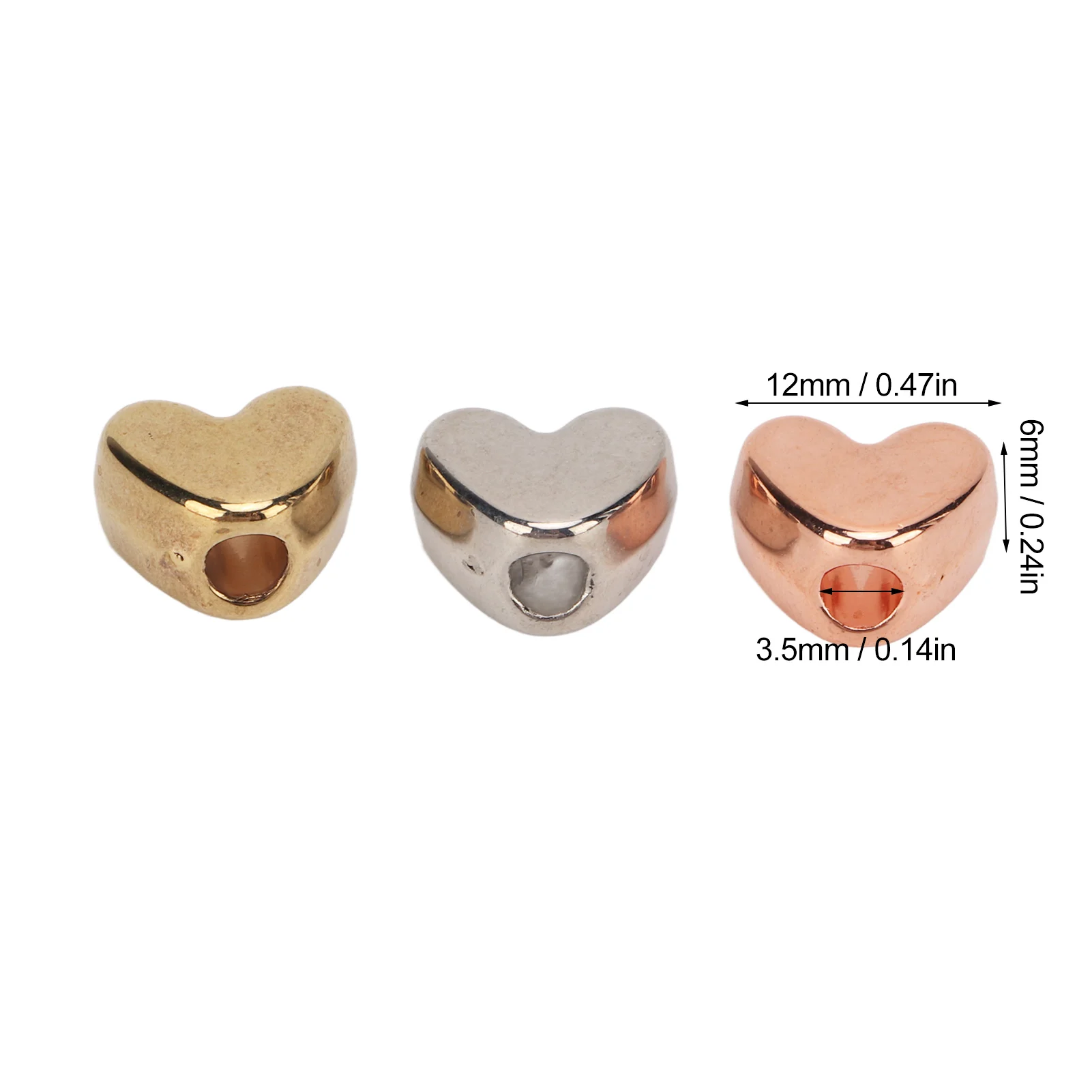 3 색 하트 스페이서 비즈 광택 플라스틱 하트 비즈 쥬얼리 만들기 DIY 공예 비즈 목걸이 팔찌 귀걸이 50PCS