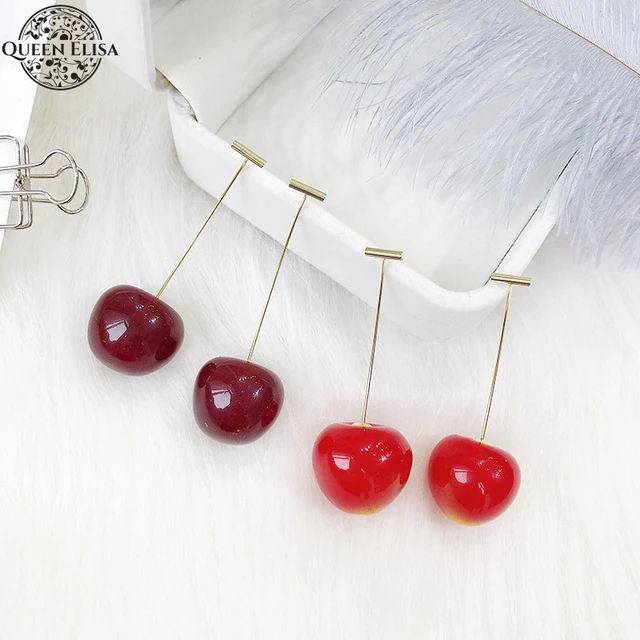 Accessories for Women Red Cherry Earrings for Women Fruit Statement Dangle  Earring Wedding Party Korean Jewelry