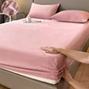 Warm and Thick Elastic Fitted Sheets Solid Color Adjustable Flannel Winter Mattress Cover Velvet Bed Linens 90/160/180/200 Sizes 1