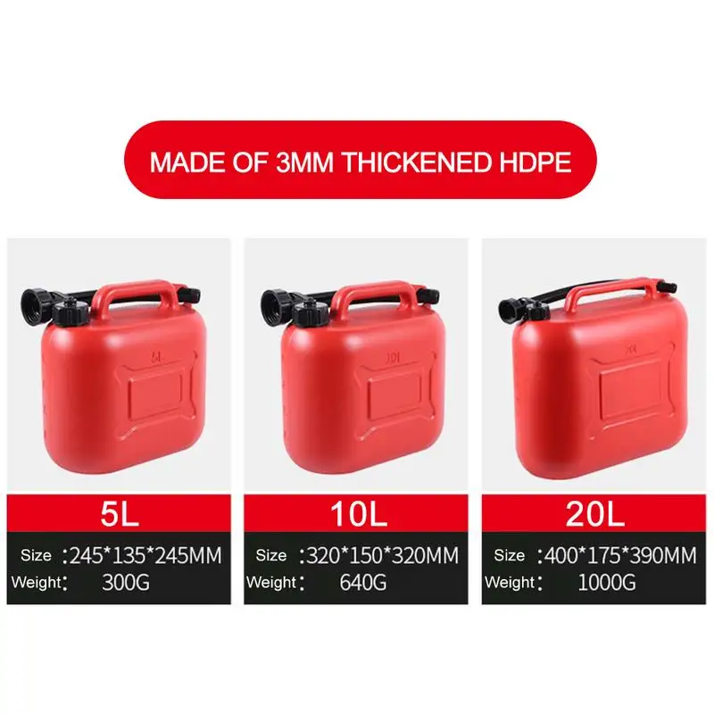 Car Fuel Can 5/10/20L Car Gase Can Fuel Tank Water Tank Oil Gasoline Diesel Storage Can Spare Plastic Petrol Barrel Car Motorcycle Truck