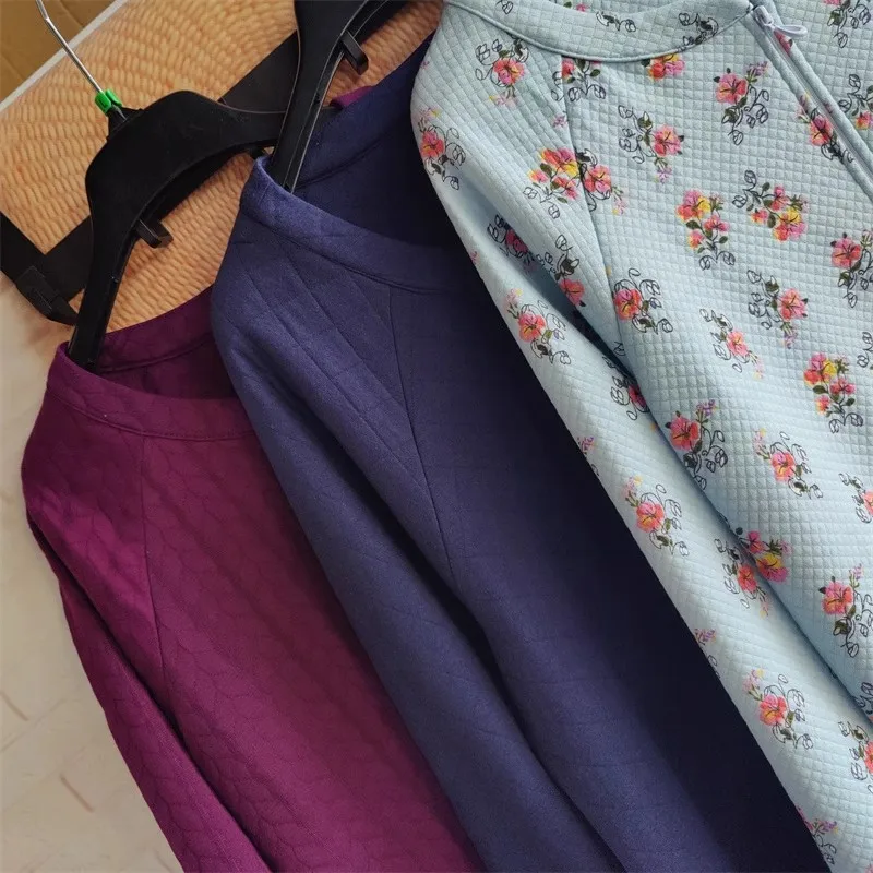 Ladies Nightdress Zippered Air Layer Pajamas Robe Autumn Winter Dresses Sleep Robes Female