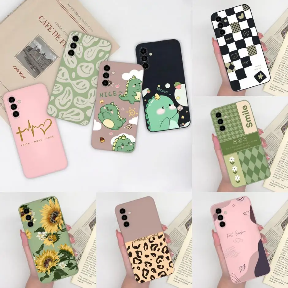 Per Samsung Galaxy A24 Custodia 4G Custodia In Silicone Morbido Antiurto Opaco Per Samsung A 24 4G Faccia Sorridente Cartoon Fundas Colorati