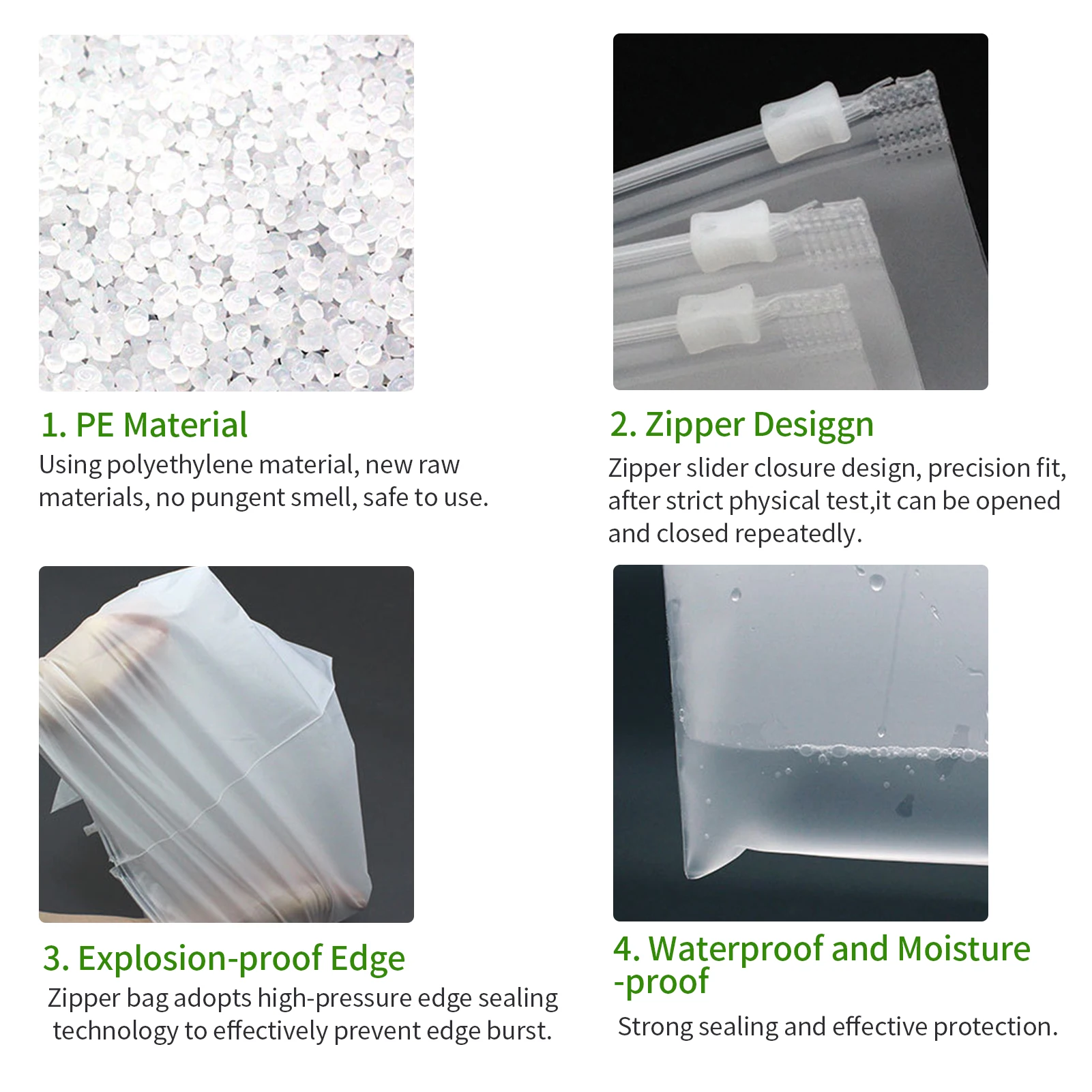 50pcs Packaging Bags Frosted Bag Zipper Plastic Bag Poly Bags Resealable Slider Closure Storage Bag Pouch for T Shirts Clothes 5