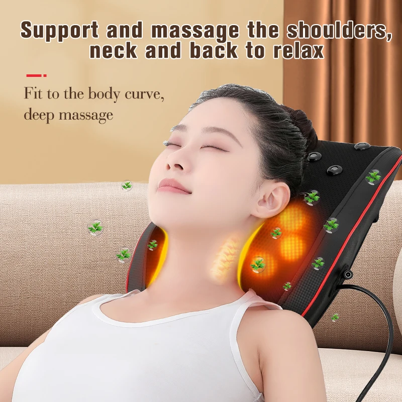 Electric Heating Waist Massager Lumbar Massage Cushion Muscle Relaxation  Neck Massage Pillow Back Pain Relief Chiropractic New - AliExpress