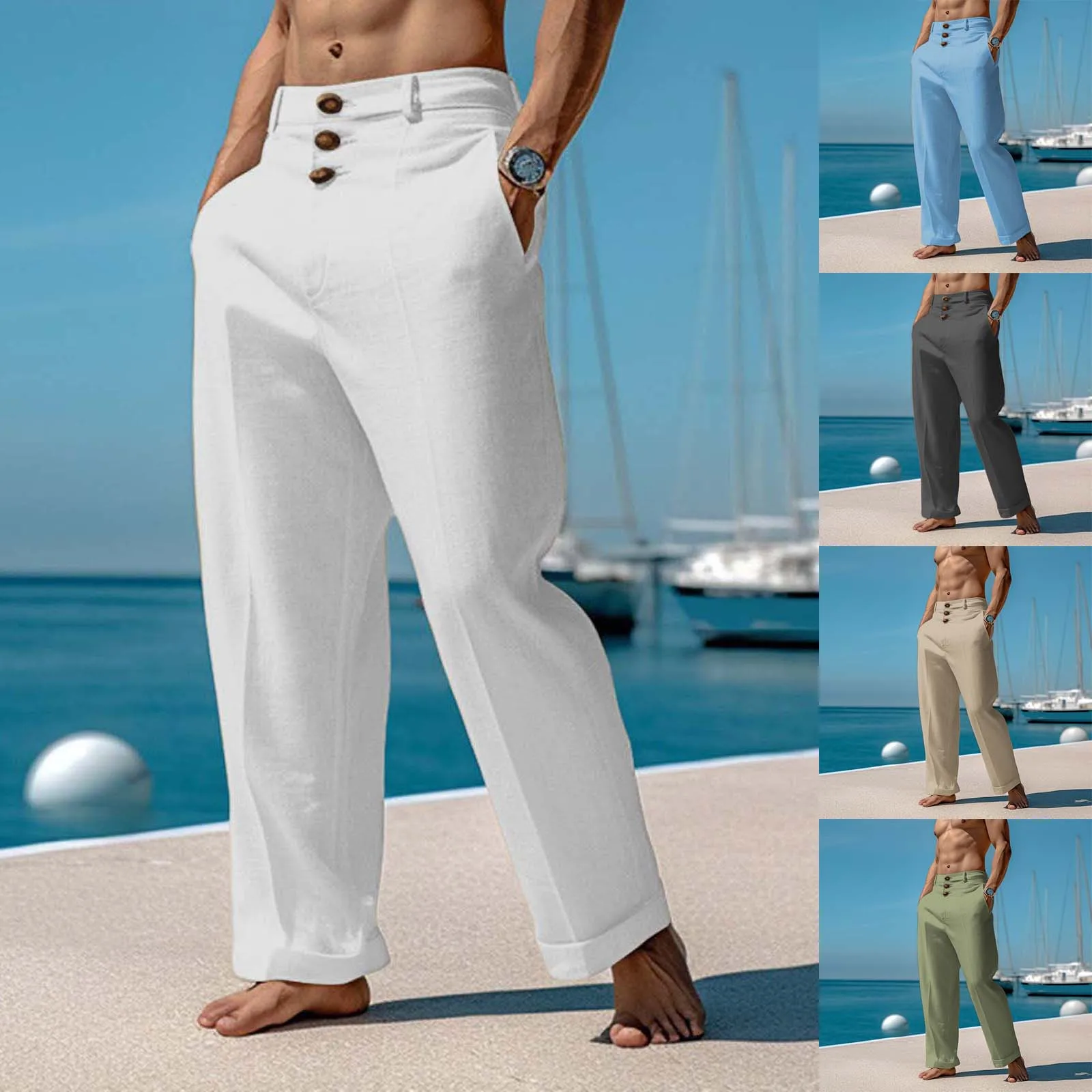 Men'S Loose Straight Cotton Linen Pants Summer Casual Pants Men'S Men S Pants with Elastic Waistband with Foam Big N Tall Pants